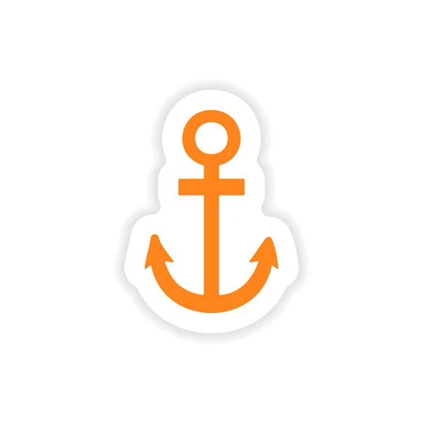 Icon sticker realistic design on paper anchor — Stock Vector