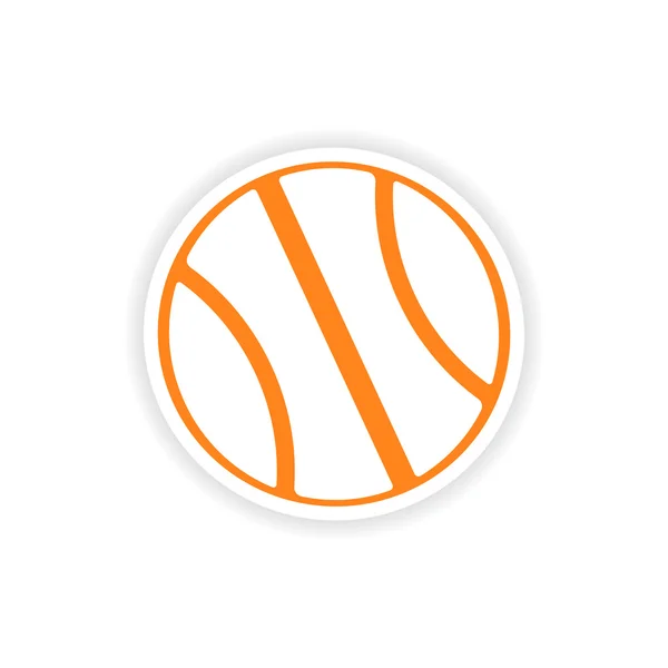 Pictogram sticker realistische ontwerp op papier basketbal — Stockvector