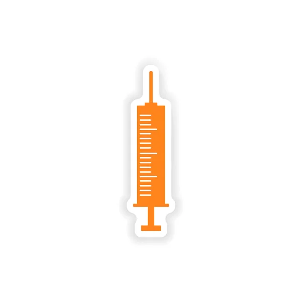 Icon sticker realistic design on paper syringe — Stock Vector