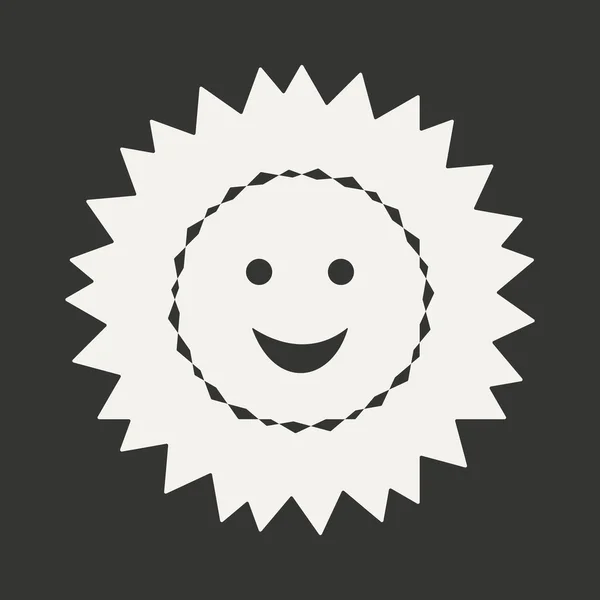 Plano em preto e branco aplicativo móvel sorriso do sol — Vetor de Stock