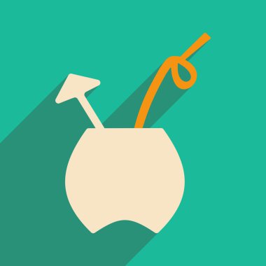 Düz gölge simgesi ve mobil applacation kokteyl bardağı ile