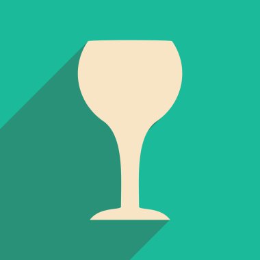 Düz gölge simgesi ve mobil applacation şarap gözlük ile