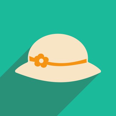 Düz gölge simgesi ve mobil applacation hanımefendi göndermek şapka ile