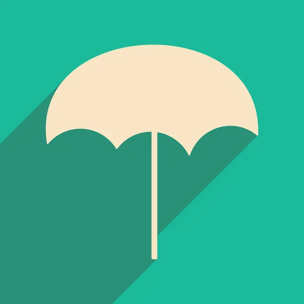 Plano com ícone de sombra e applacation móvel guarda-chuva de praia — Vetor de Stock