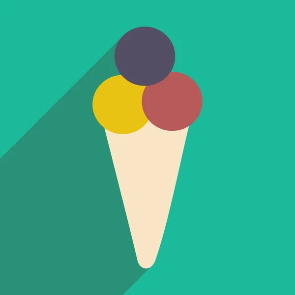 Plano com ícone de sombra e applacation móvel sorvete — Vetor de Stock