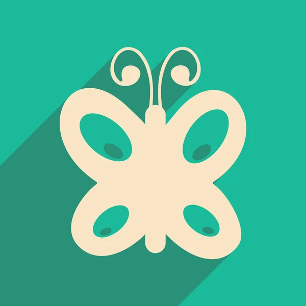 Flad med skygge ikon og mobil applacation sommerfugl – Stock-vektor