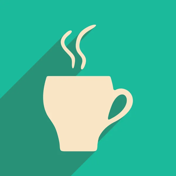 Piso con icono de sombra y café applacation móvil — Vector de stock