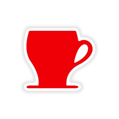 Kağıt kahve Kupası simgesi etiket gerçekçi tasarım