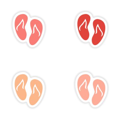 derleme gerçekçi etiket tasarım üzerinde kağıt plaj spor ayakkabı