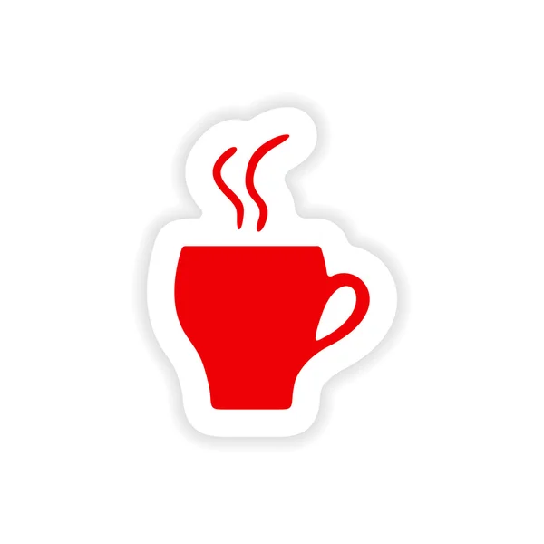 Иконка наклейка реалистичный дизайн на бумаге кофе Кубок — стоковый вектор