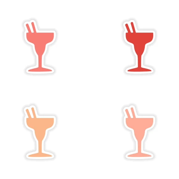 Assembly realistic sticker design on paper cocktails — Stock Vector