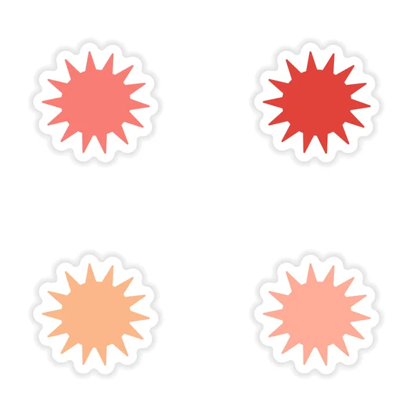 Assembly realistic sticker design on paper sun — Stock Vector