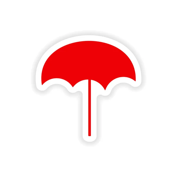 Іконка наклейка реалістичного дизайну на паперовій пляжній парасолі — стоковий вектор