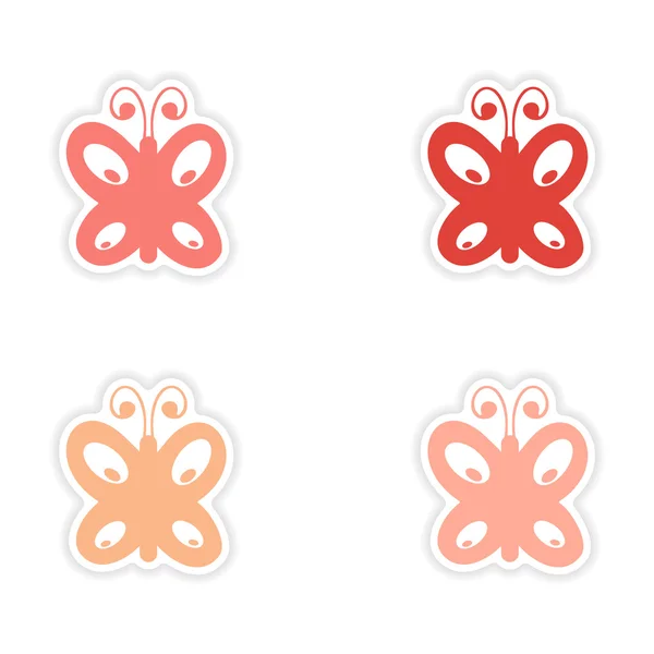 Vergadering realistische sticker ontwerp op papier vlinder — Stockvector
