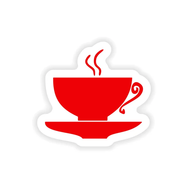 Kağıt kahve Kupası simgesi etiket gerçekçi tasarım — Stok Vektör