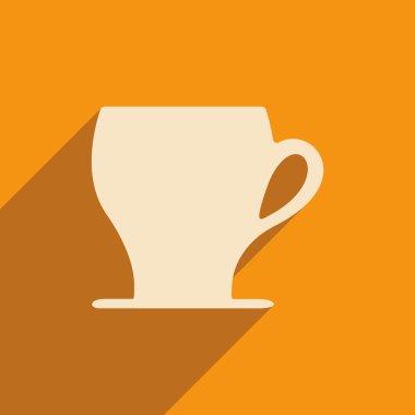 Düz gölge simgesi ve mobil applacation kahve ile