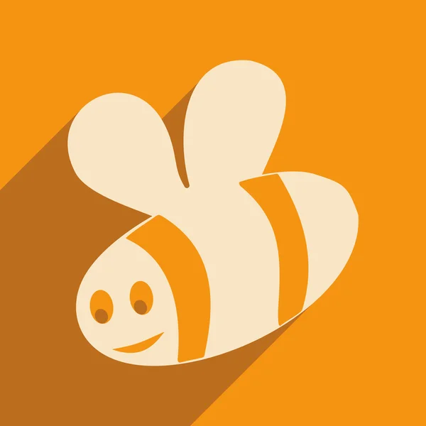 Επίπεδη με σκιά εικονίδιο και κινητό applacation μέλισσα — Διανυσματικό Αρχείο
