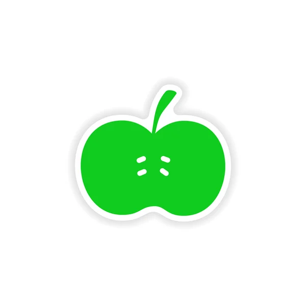 Pictogram sticker realistische ontwerp op papier apple — Stockvector