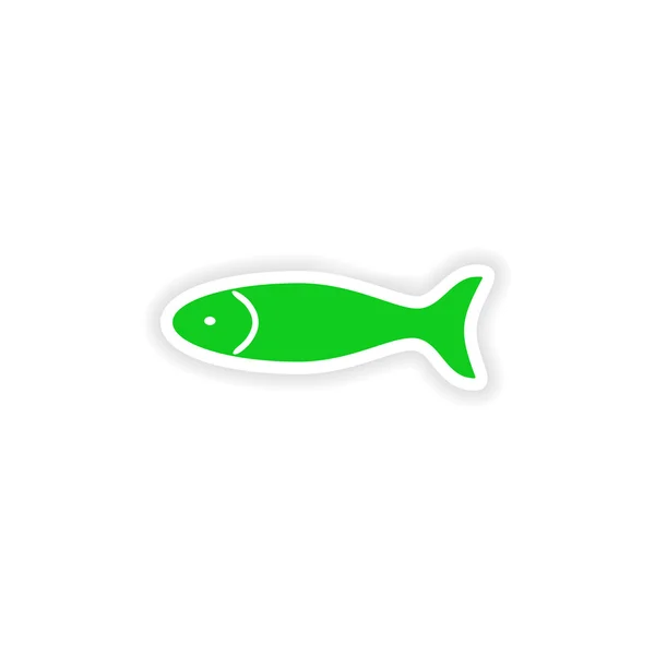 Symbol-Aufkleber realistisches Design auf Papierfisch — Stockvektor