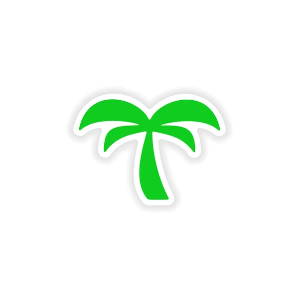 Kağıt palmiye ağacı üzerinde simgesi etiket gerçekçi tasarım — Stok Vektör