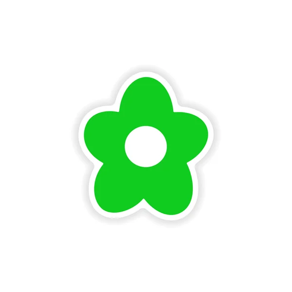 Desain stiker ikon realistis di bunga kertas - Stok Vektor