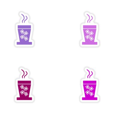 Kağıt kahve kupaları derleme gerçekçi etiket tasarımı