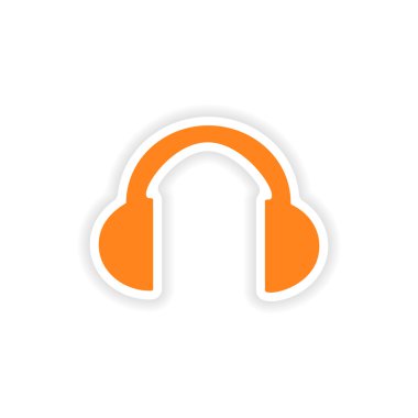 simgesi etiket gerçekçi tasarım kağıt kulaklıklar üzerinde