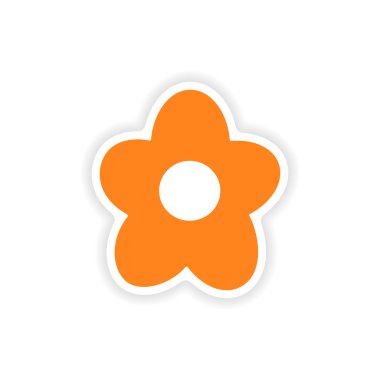 Kağıt çiçek simgesi etiket gerçekçi tasarım