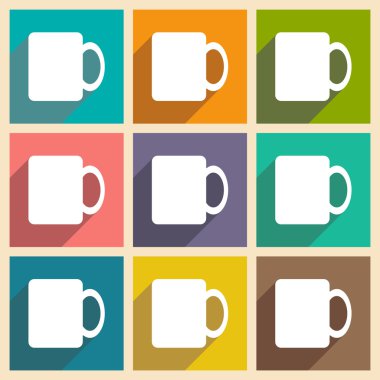 Düz gölge kavramı ve mobil uygulama kahve kupa ile