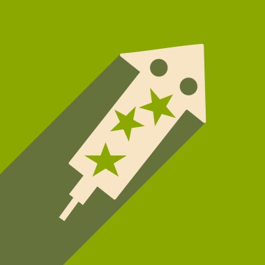 Düz gölge simgesi ve mobil applacation havai fişek roket ile