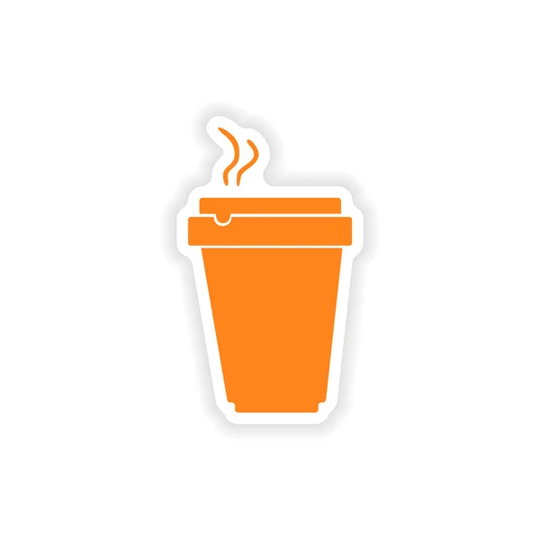 Pictogram sticker realistische ontwerp op papier cofee cup — Stockvector