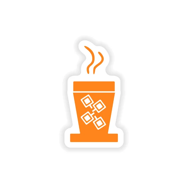 Ikona designu realistyczne naklejki na papierze kawa filiżanki — Wektor stockowy