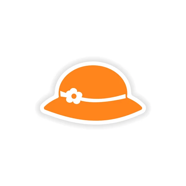 Icon sticker realistic design on paper hat woman — Stock Vector