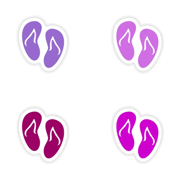 Församlingen realistiska klistermärke design på papper beach sneaker — Stock vektor