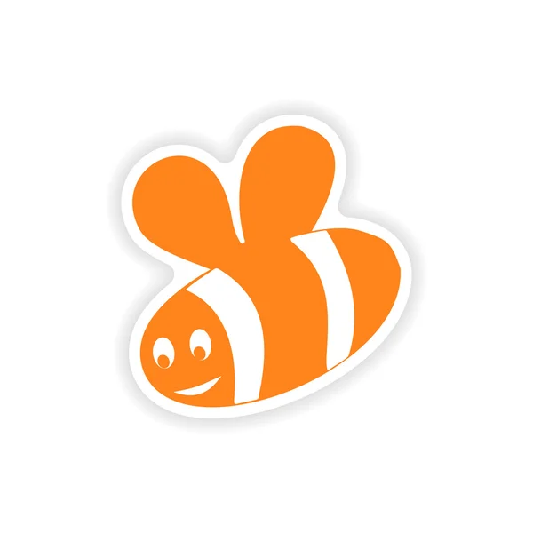 Ikona naklejki realistyczne projekt na papierze Pszczoła — Wektor stockowy