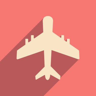 Düz gölge simgesi ve mobil applacation uçak ile