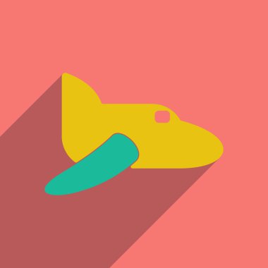 Düz gölge simgesi ve mobil applacation uçak ile