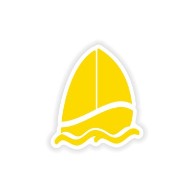 simgesi etiket gerçekçi tasarım kağıt yelkenli tekne