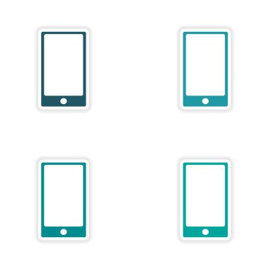 derleme gerçekçi etiket tasarım kağıt üzerinde dokunmatik telefon