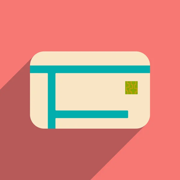 Επίπεδη με σκιά εικονίδιο και κινητό applacation πιστωτικών καρτών — Διανυσματικό Αρχείο