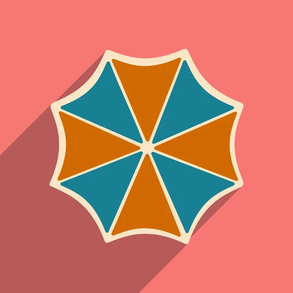 Plat avec icône d'ombre et parasol mobile applacation — Image vectorielle