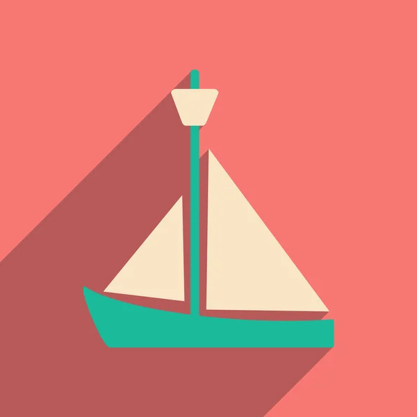 Квартира с теневой иконой и мобильной апплакатной яхтой — стоковый вектор