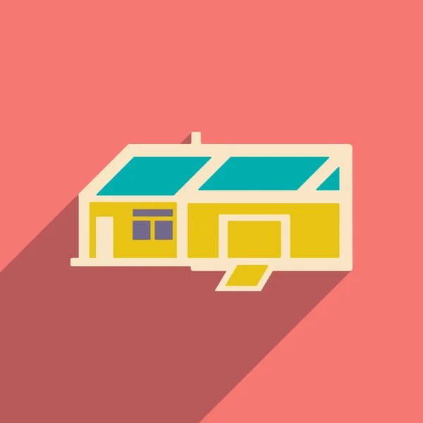 Plano com ícone de sombra e applacation móvel casa — Vetor de Stock