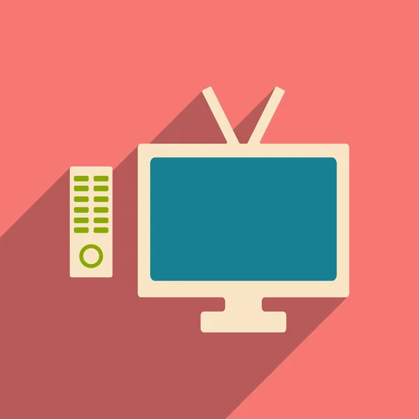 Piso con icono de sombra y móvil applacation tv — Vector de stock
