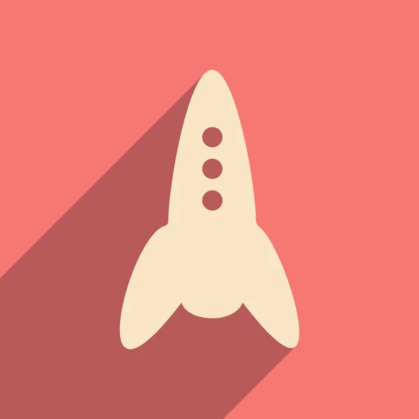 フラット影のアイコンとモバイル applacation ロケット — ストックベクタ