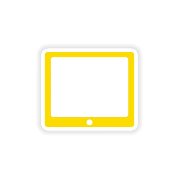 Icono pegatina diseño realista en la tableta de papel — Vector de stock