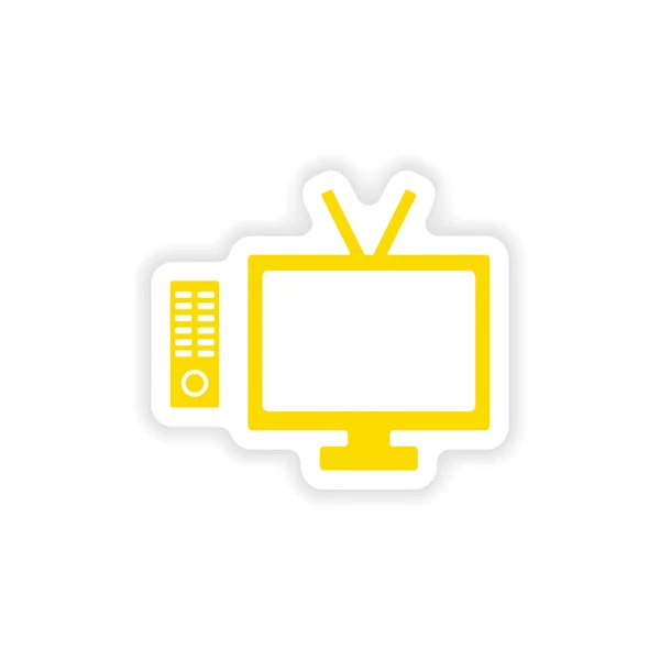 Adesivo icona design realistico su carta tv — Vettoriale Stock