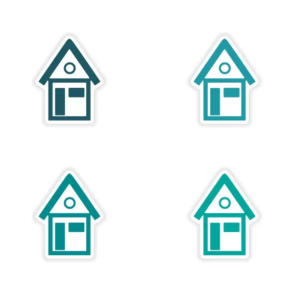 Assembly realistic sticker design on paper houses — Stock Vector