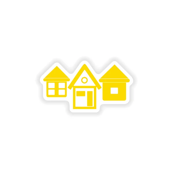 Ikon klistermärke realistisk design papper-hus — Stock vektor