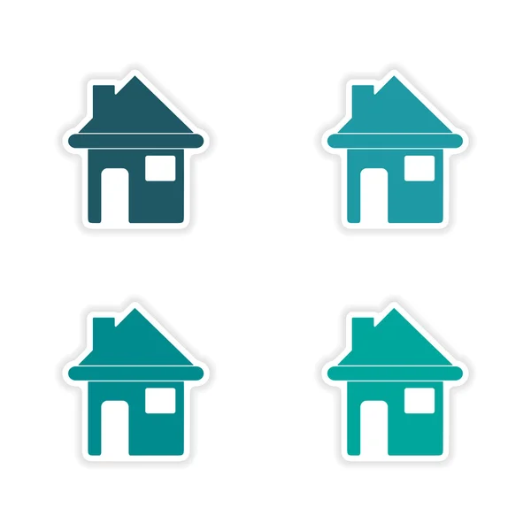 Assembly realistic sticker design on paper houses — Stock Vector